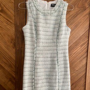 karl lagerfeld white stripped dress, size 4